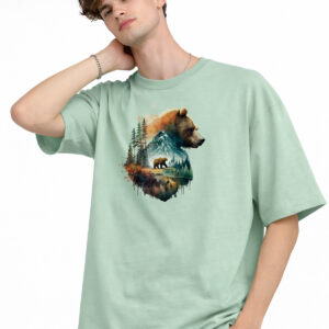 Bear2 - Oversize Tişört SU YESILI