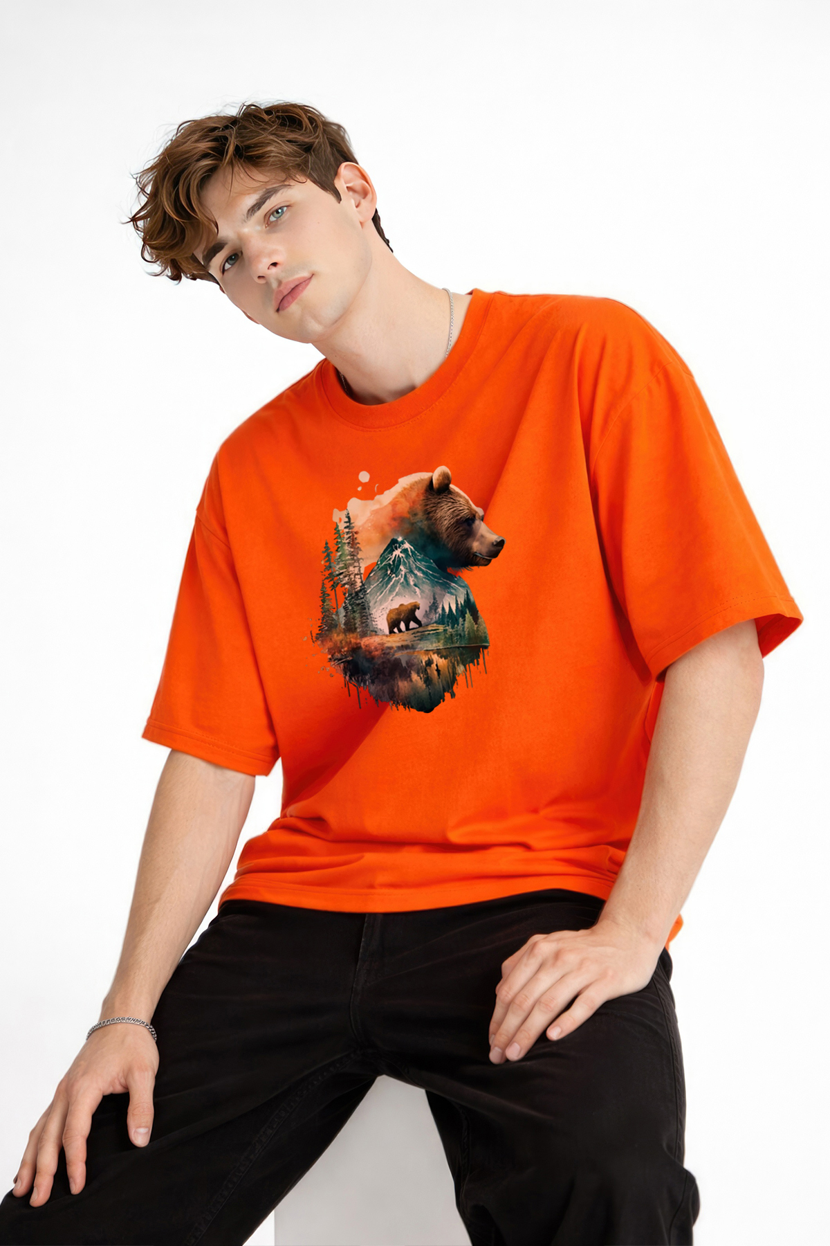 Bear2 - Oversize Tişört TURUNCU - Görsel 2