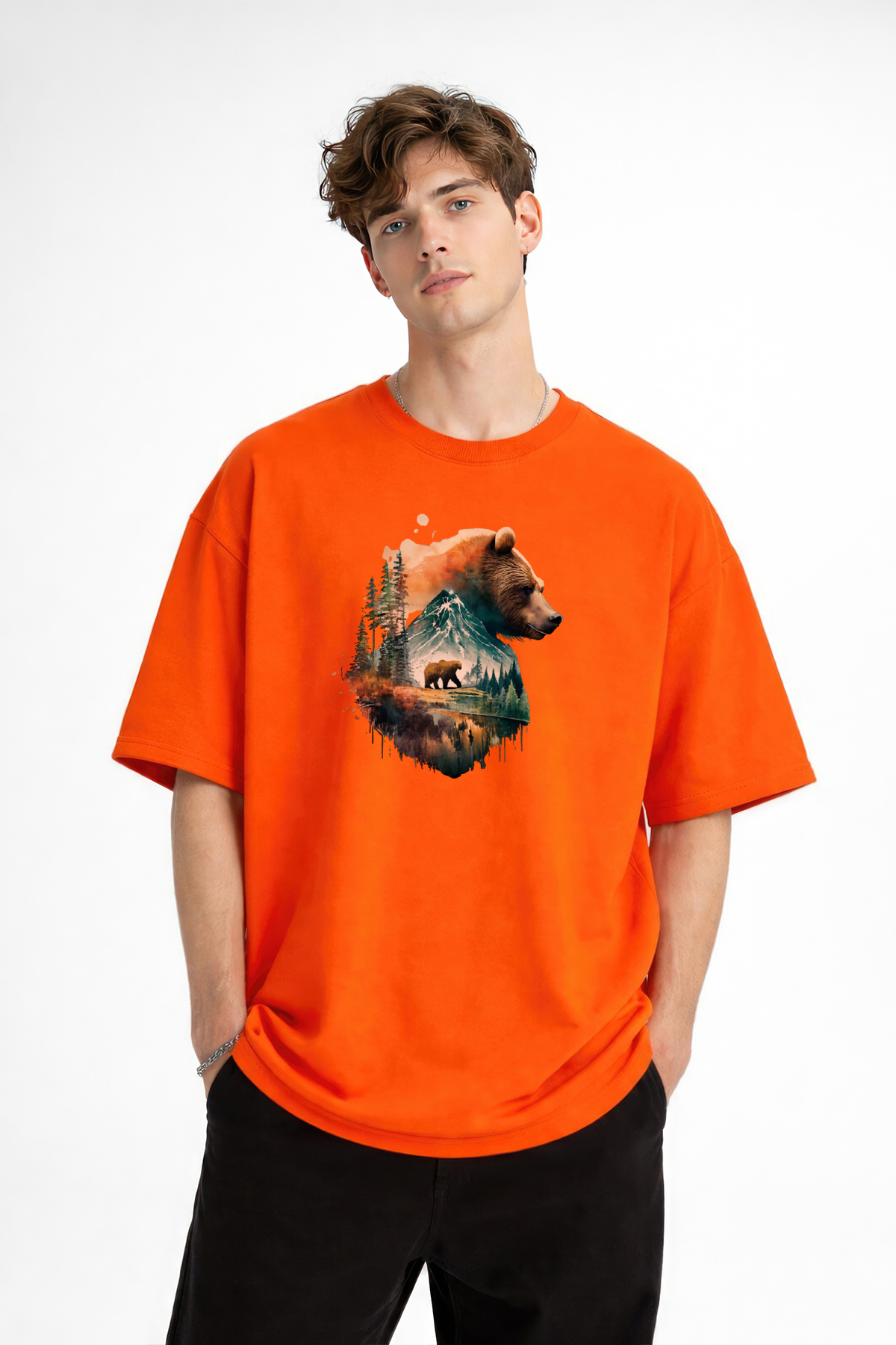 Bear2 - Oversize Tişört TURUNCU - Görsel 3