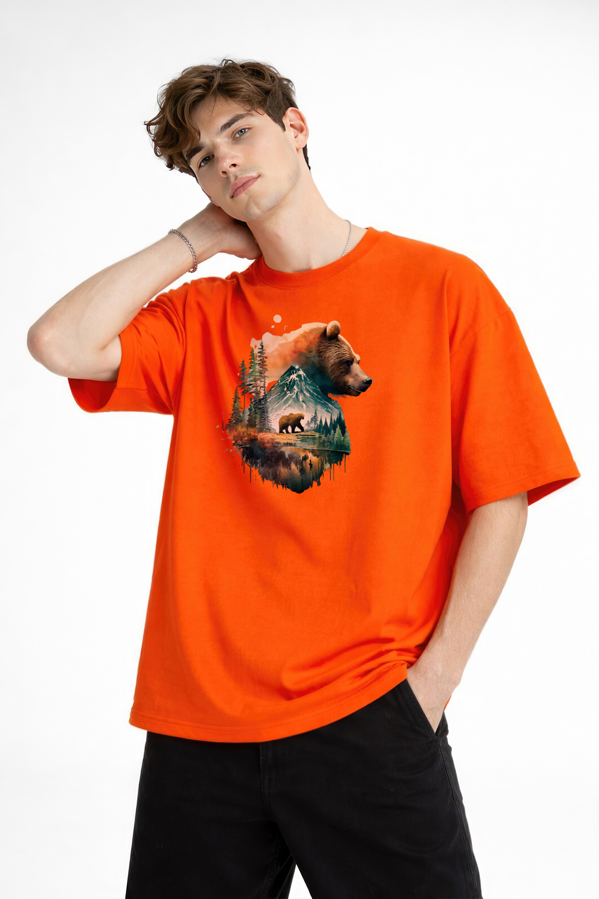 Bear2 - Oversize Tişört TURUNCU - Görsel 4