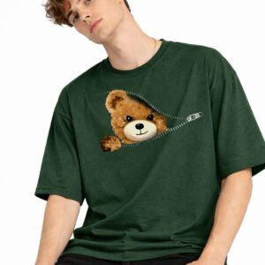 MN - Bear Baskılı Oversize Tişört HAKI